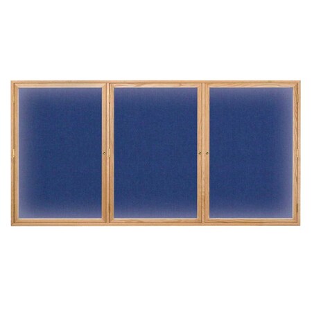 United Visual Products Triple Door Enclosed EZ Tack Board, 72"x36", Walnut/White UV105EZ-WHITE-WALNUT